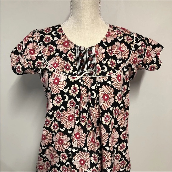 SAPNA Nightgown Floral Nightie Black Red Modest Mid Weight Pajama Vintage - Picture 4 of 5